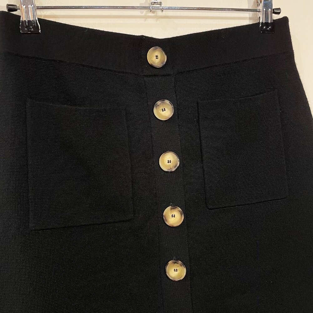Last Call! EUC Sézane Louisa 100% Merino Wool Mini Skirt Black Large - Picture 4 of 8